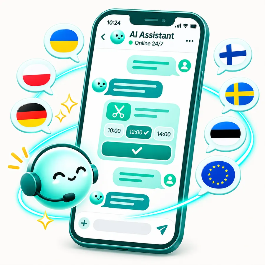 A chat with an AI assistant suggesting free times to book